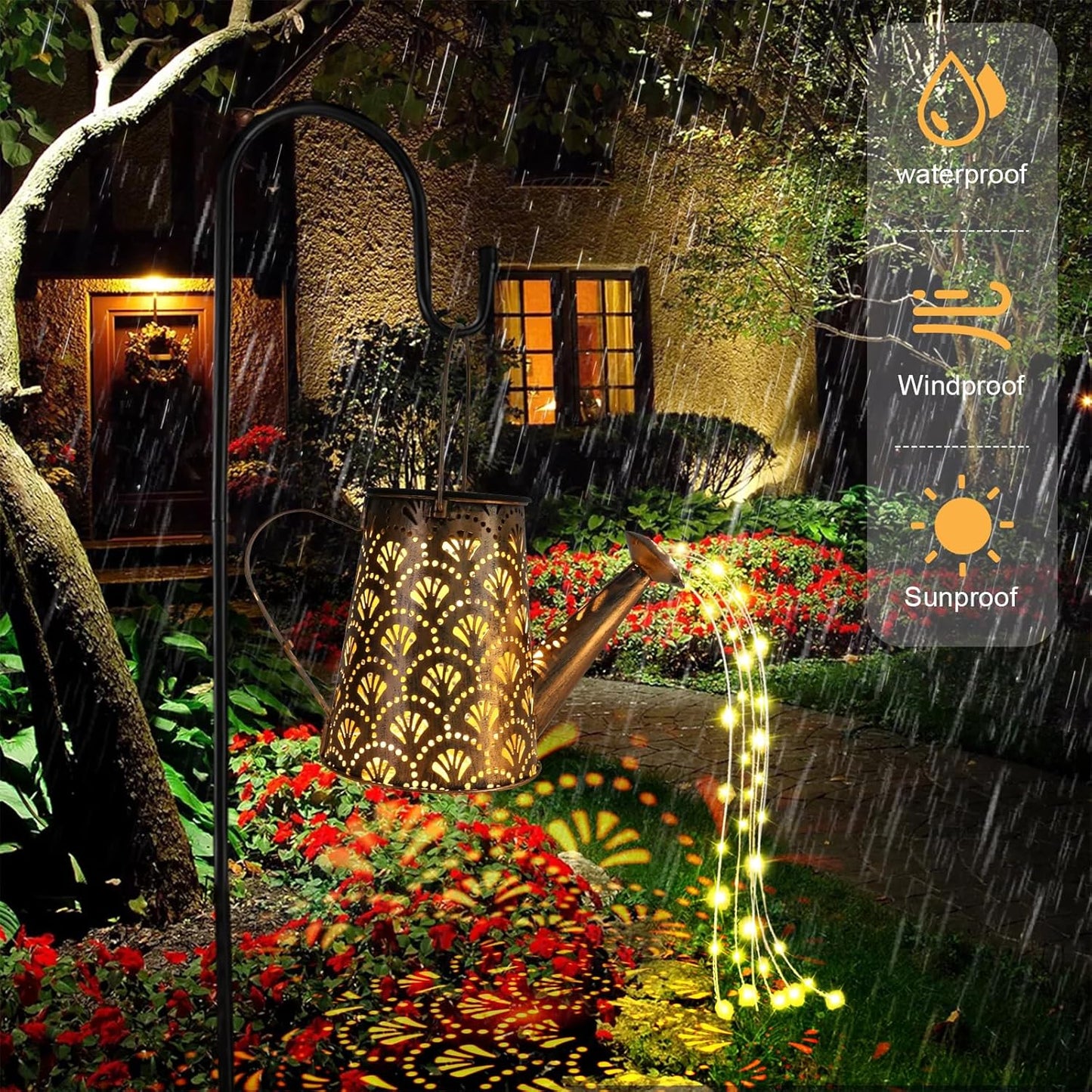 Solar Giesskanne mit LED-Gartenlichtern, Fächer