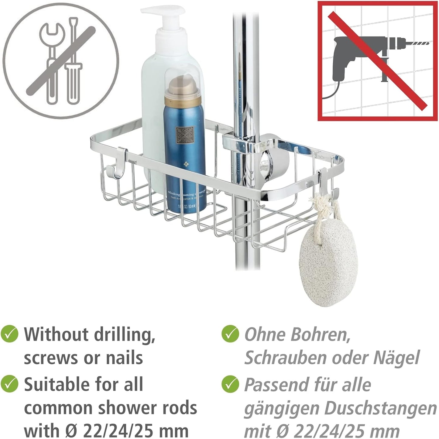 Duschstangen-Caddy Floresta, eckig