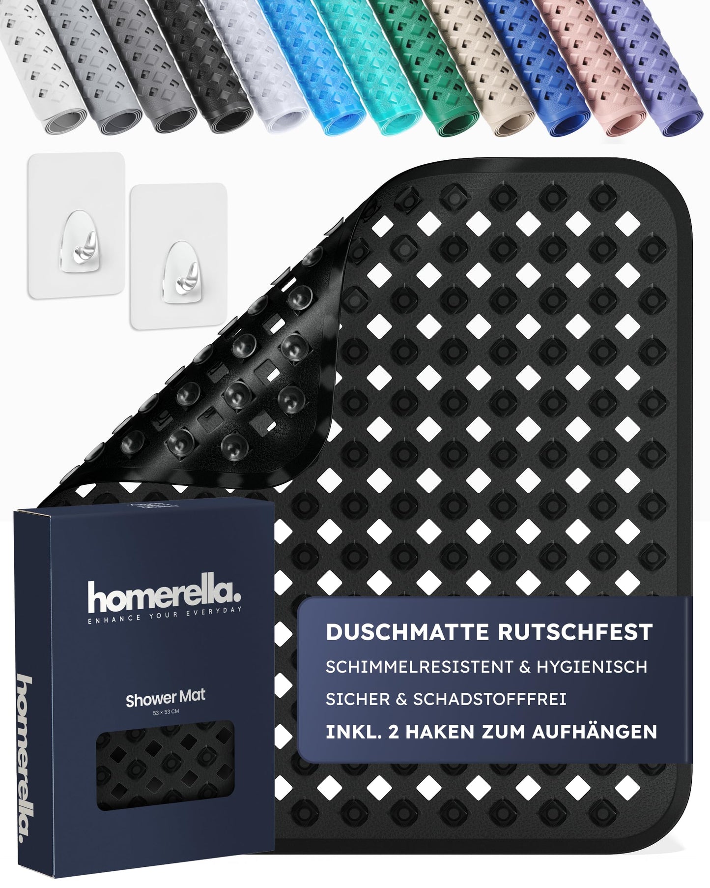 Rutschfeste Duschmatte, Schwarz