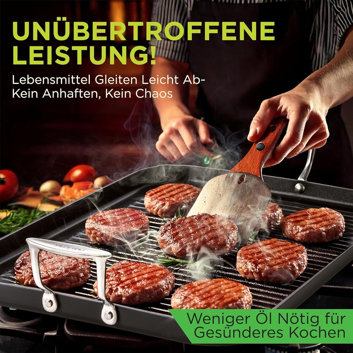 Antihaft-Grillpfanne für Gasgrill & Herd, Geriffelte Grillfläche