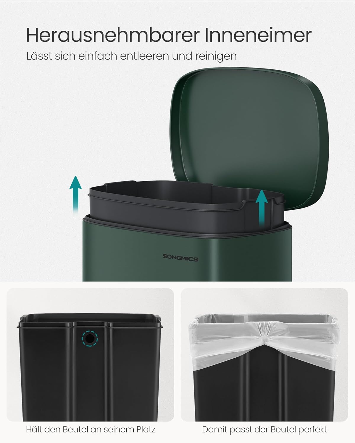 Treteimer LTB050C02 mit Softclose-Funktion, Vintagegrün 50 L