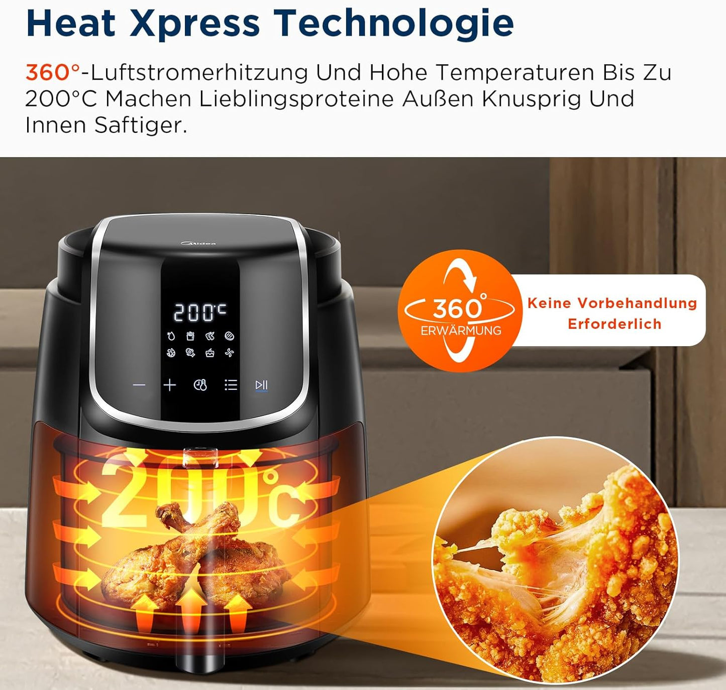 Heissluftfritteuse MF-CN40C2, 4L Dunkelgrau