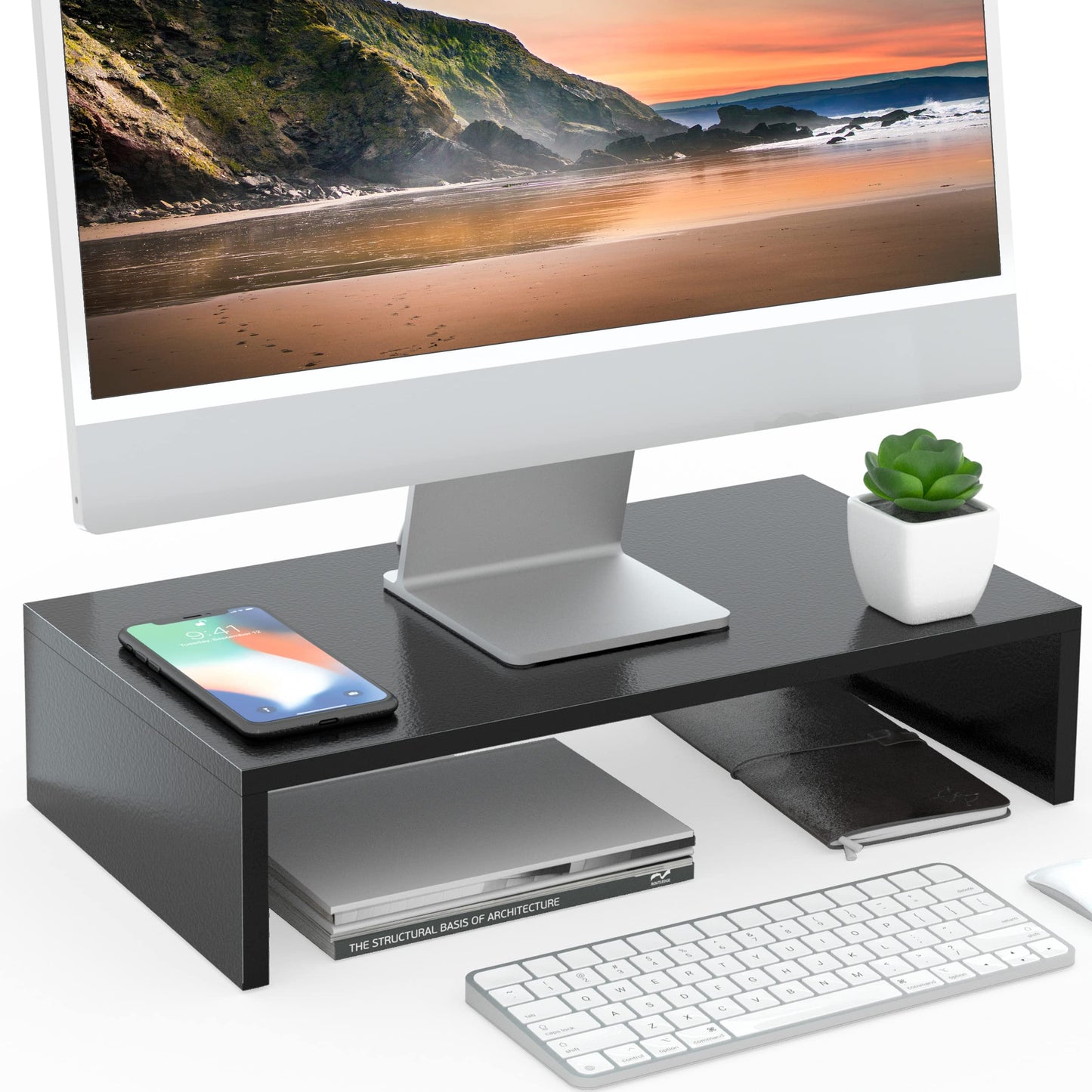 Ergonomischer Monitor- und Laptopständer, DT104201WB, 42.5x23.5x10cm Schwarz
