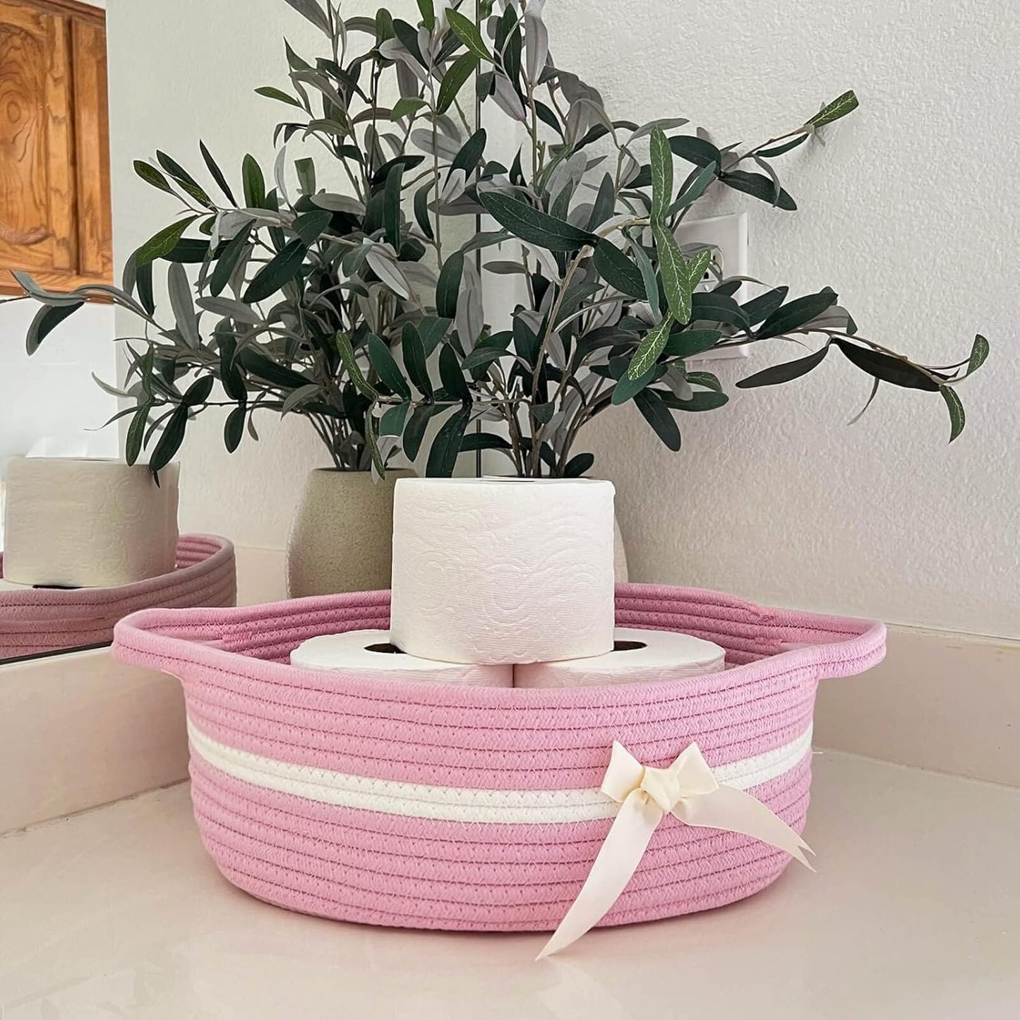 Geflochtener Aufbewahrungskorb, Rosa