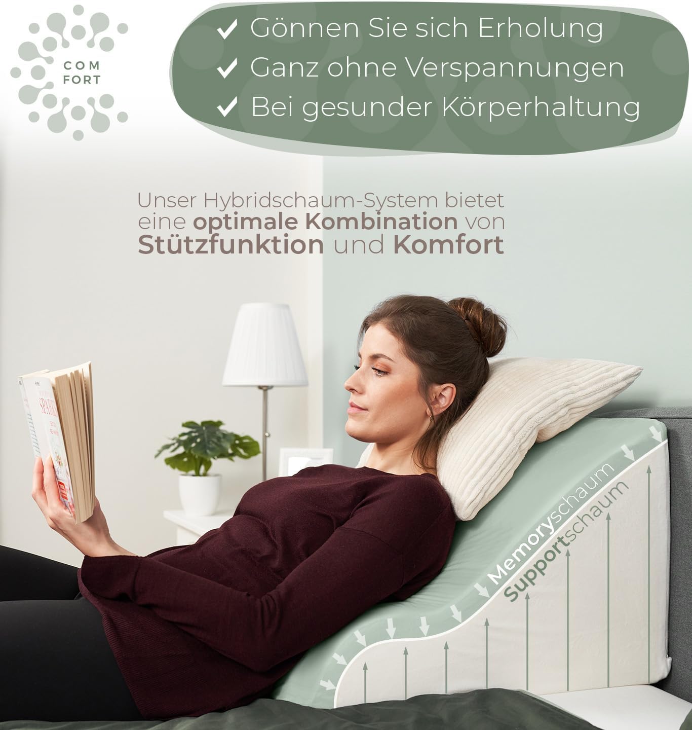 Ergonomisches Lesekissen, BREIT Weiß