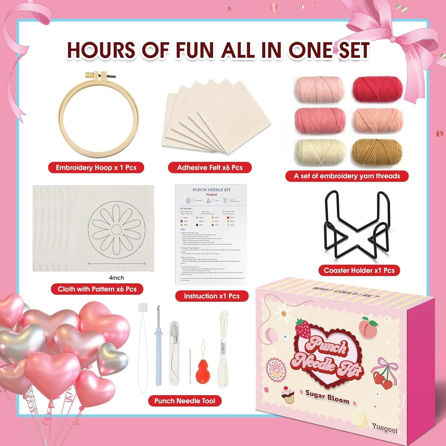 Punch-Needle-Untersetzer-Set DIY