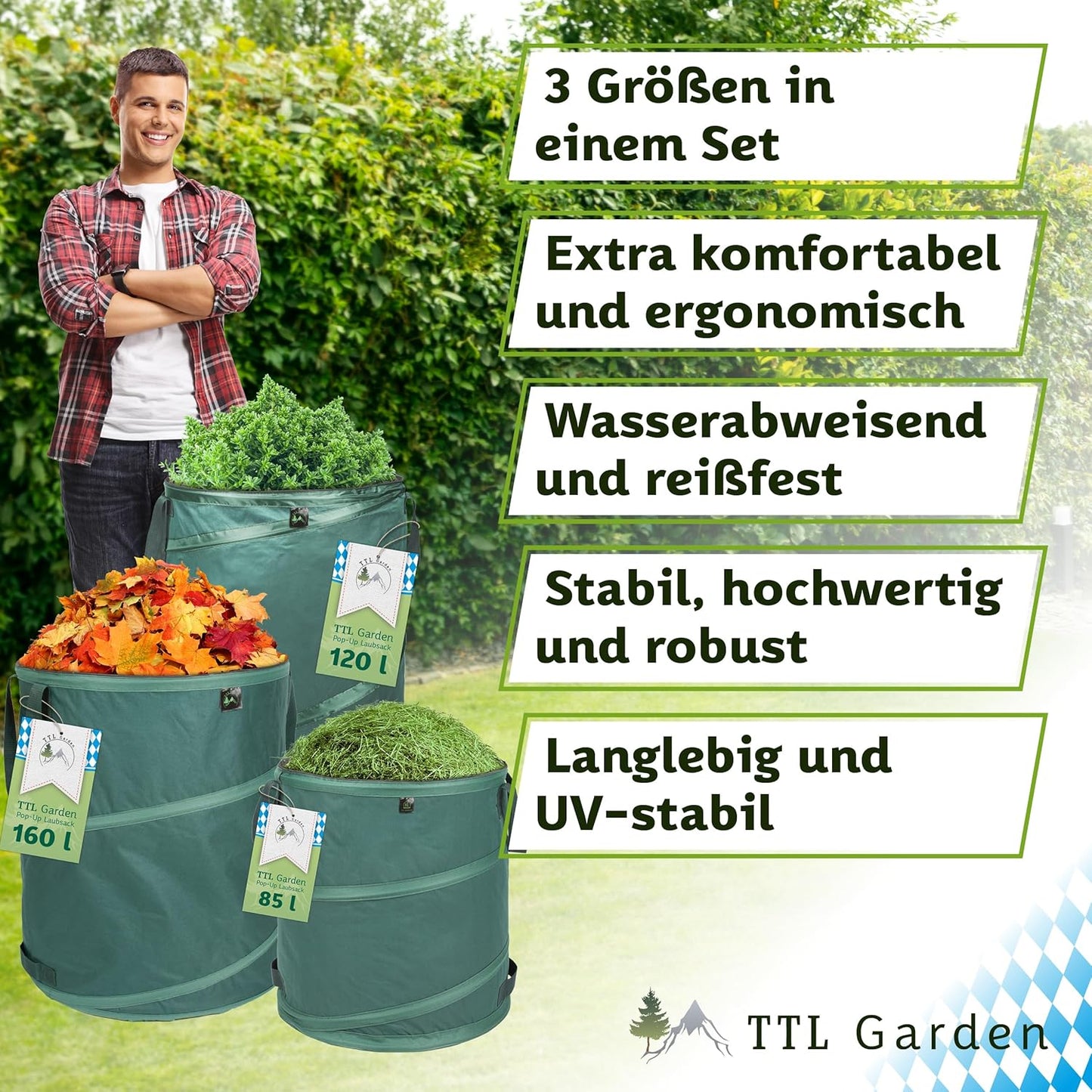 Pop Up Gartensack Starter Set, 85L 120L 160L 1x