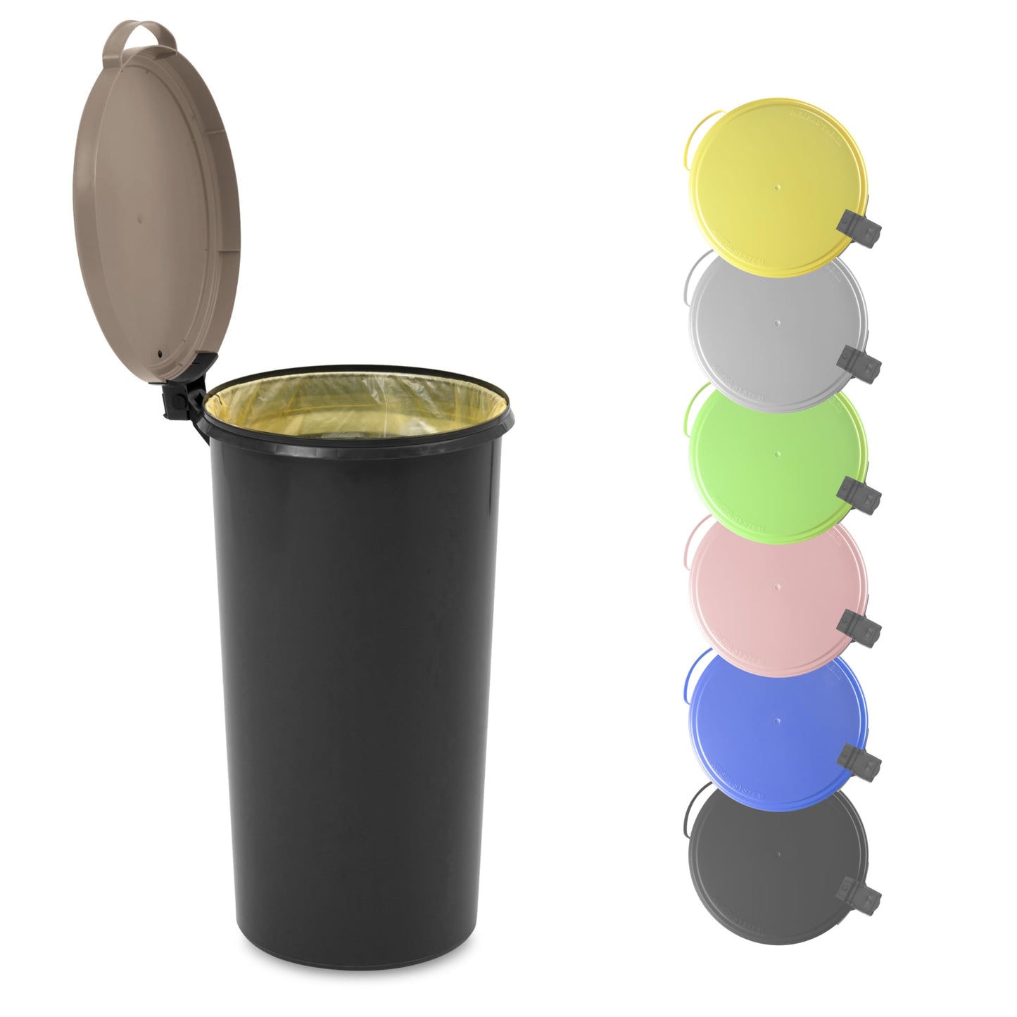 Müllsackständer mit Scharnierdeckel, 60 Liter, Cappuccino 1