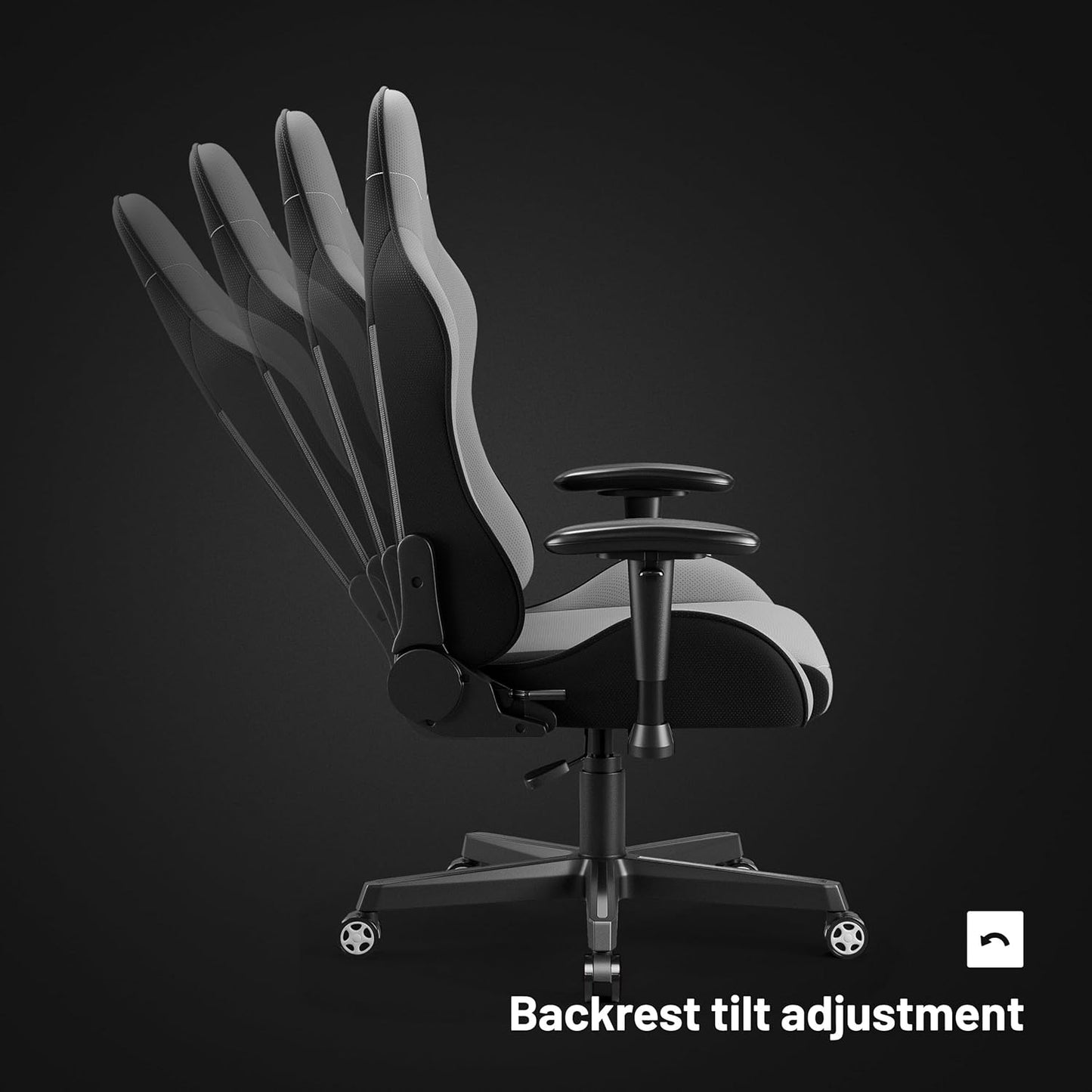 Ergonomischer Gaming-Stuhl X-Starter mit Kippmechanismus, Grau 132 cm x 68 cm x 49.5 cm