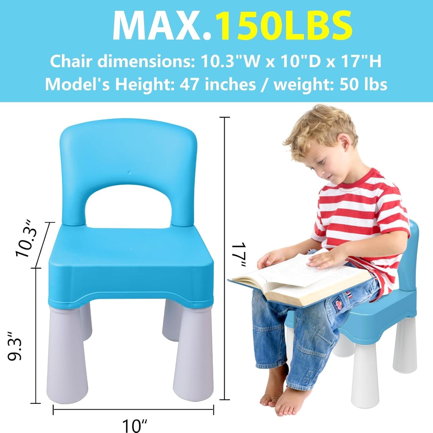 Kinderstuhl mit ergonomischer Rückenlehne, Blau