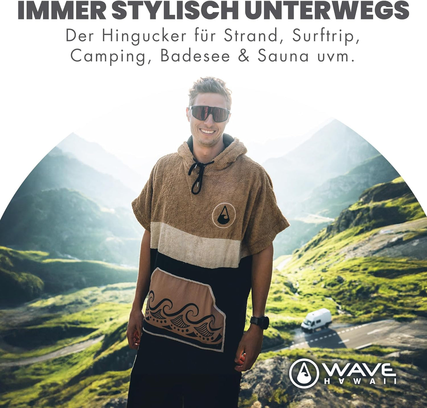 Surfponcho aus Baumwolle, braun