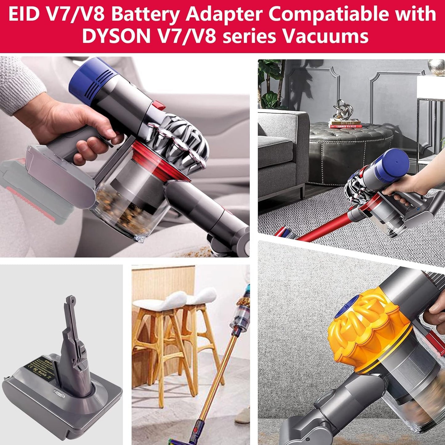 Akku-Adapter Dyson V7 & V8, Für Einhell Akku auf V7/V8
