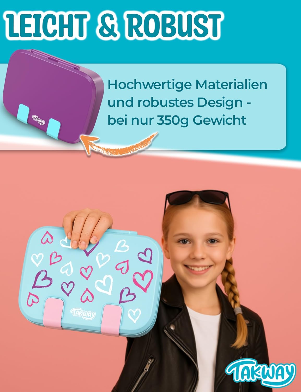 Brotdose für Kinder mit Fächern - Bento Box BPA-frei, Gaming