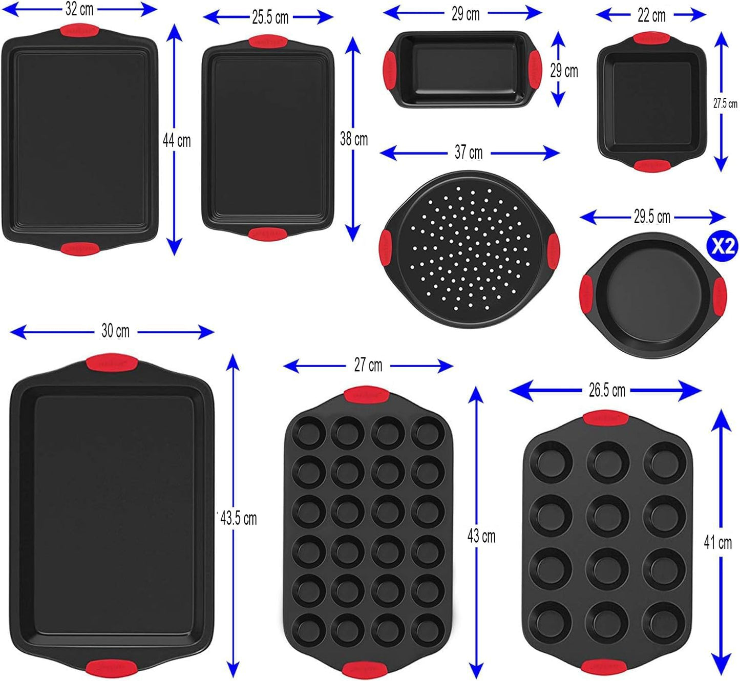 10-teiliges Backformen Set, 10 Piece Set Schwarz