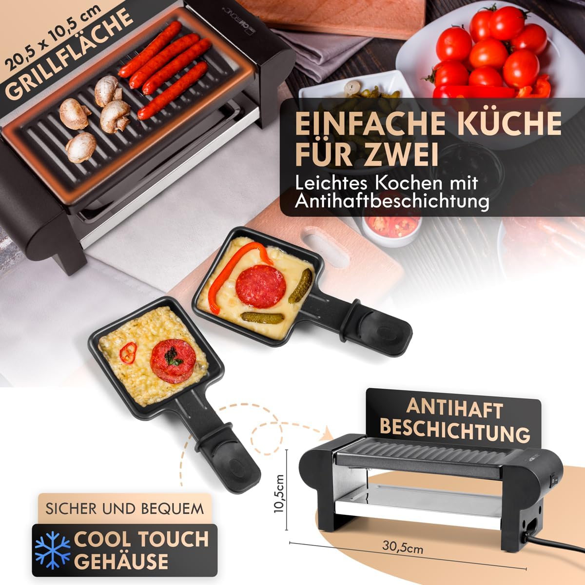 Mini-Raclette für 2 Personen