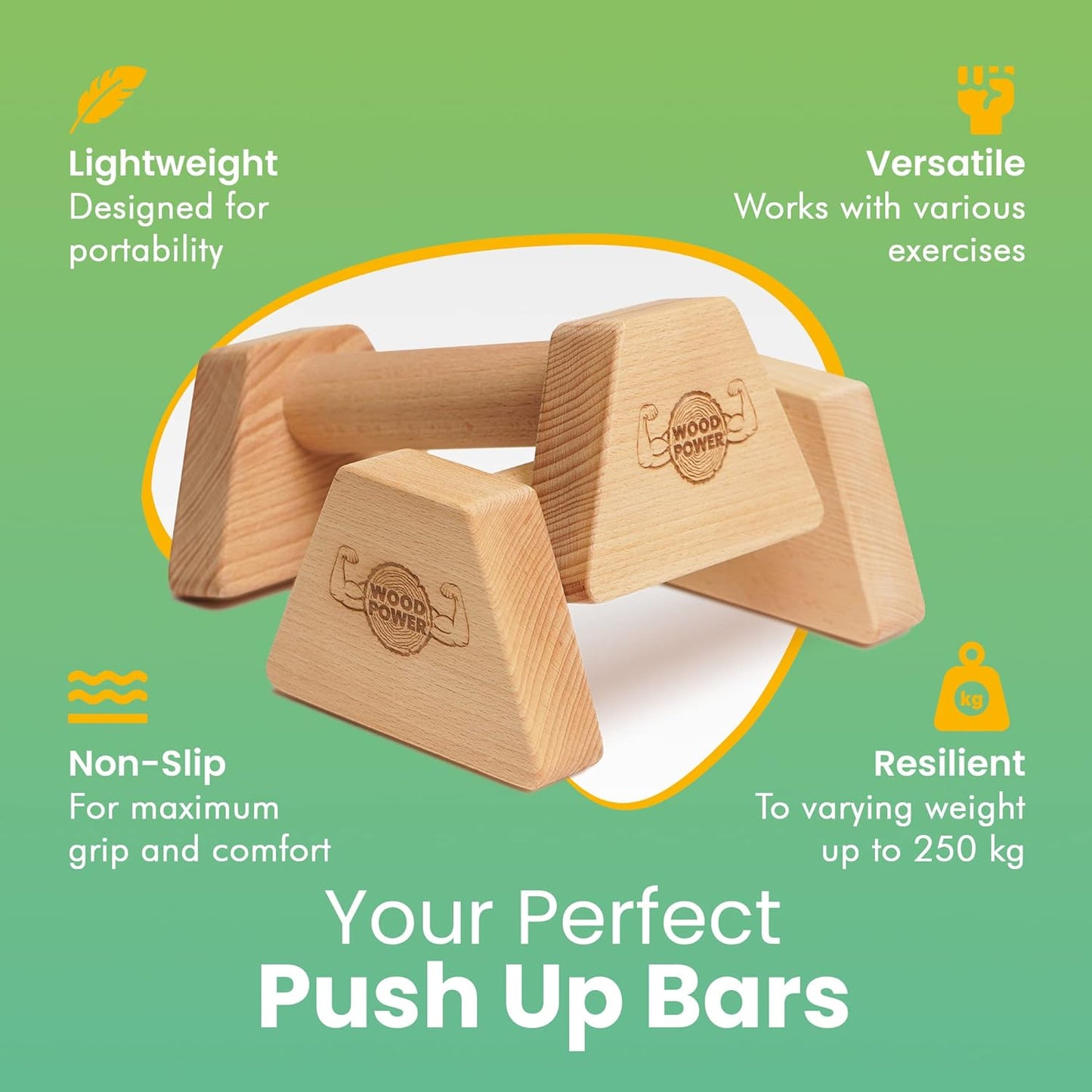 PowerBars - Holz-Parallettes für Liegestütze, XS, Classic