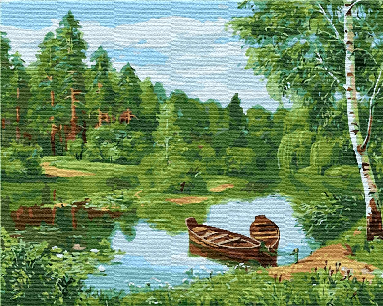 Malen nach Zahlen Wald-Landschaft, Wald-Landschaft Mit Rahmen