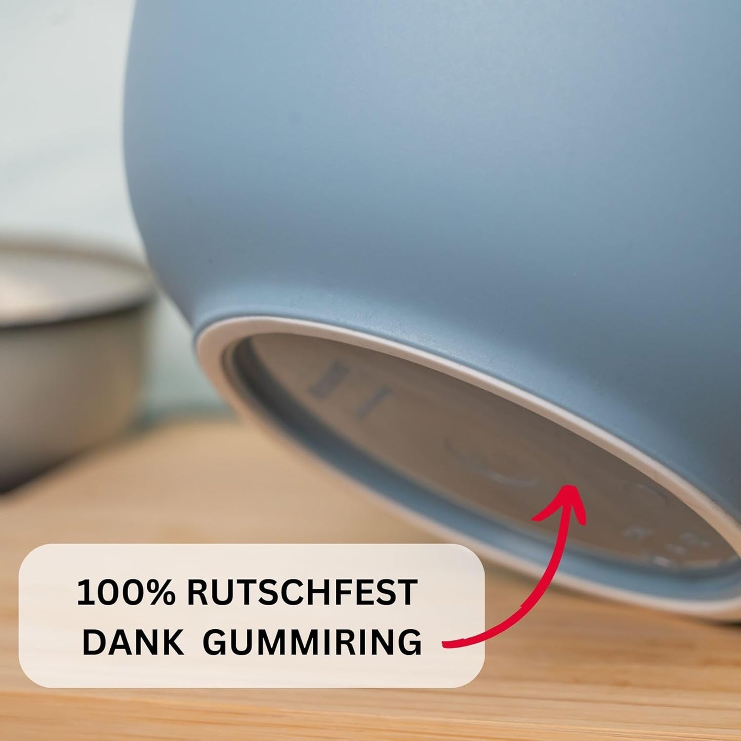 Rutschfeste Rührschüssel, Blau/Weiss, mit Deckel