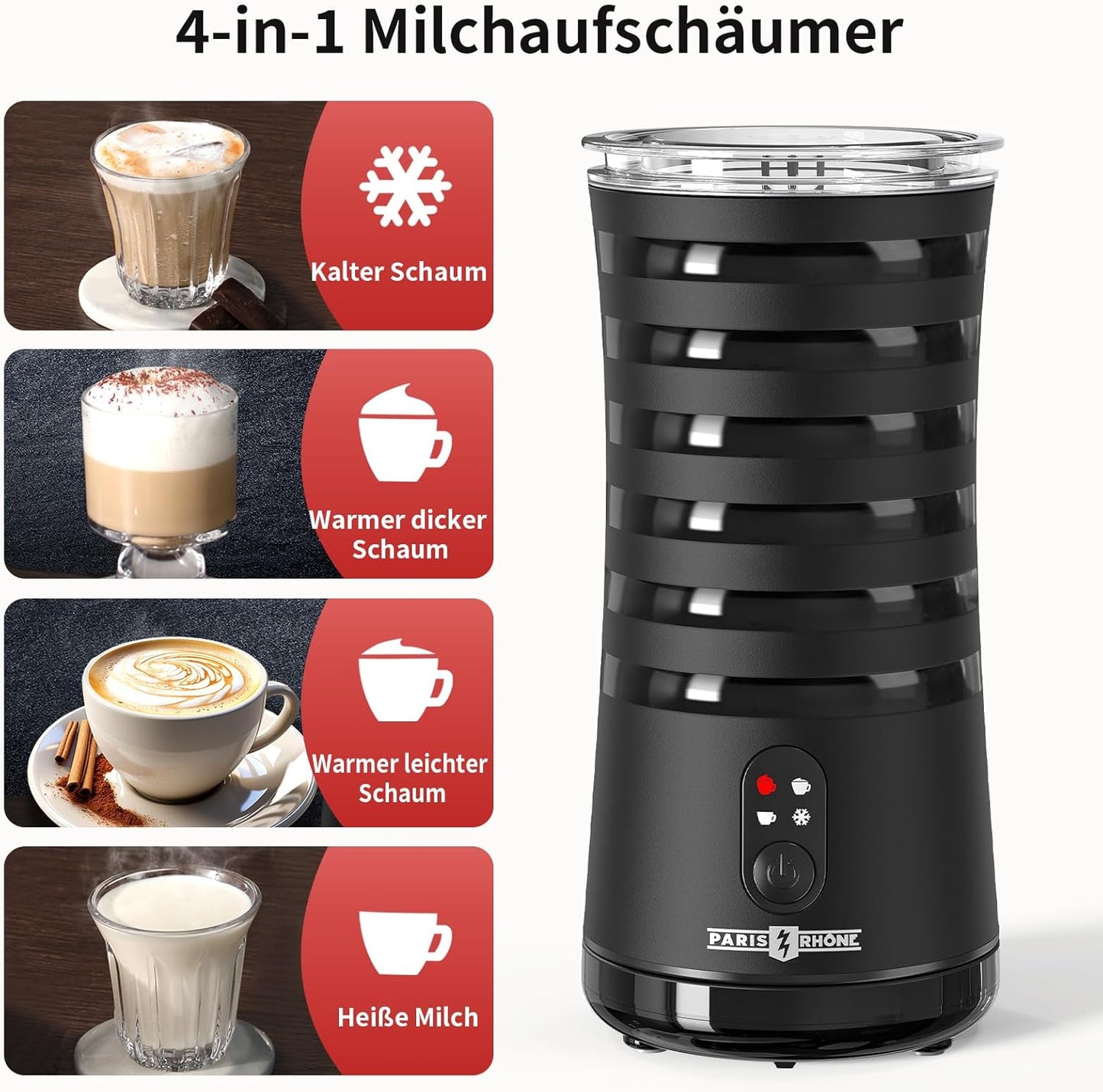 Elektrischer Milchaufschäumer, Schwarz