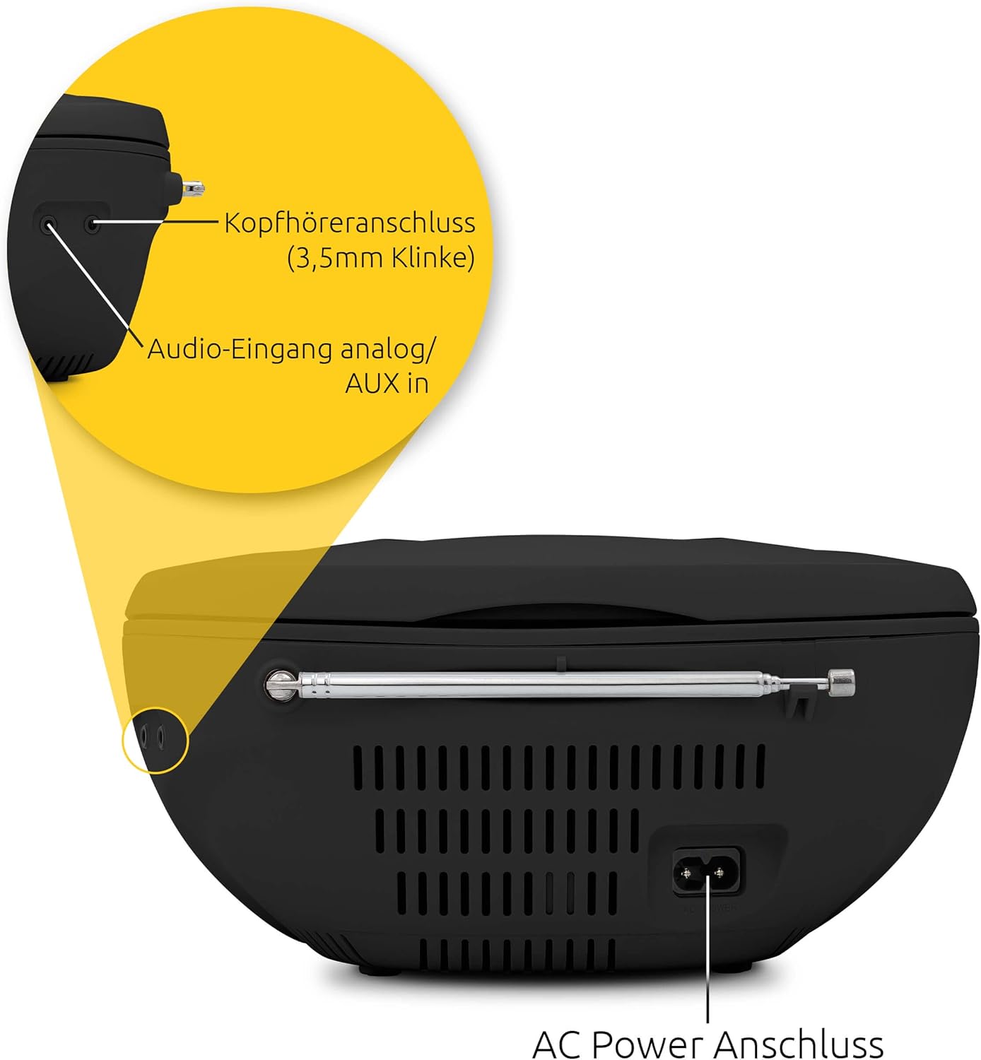 VIOLA CD Boombox mit Bluetooth, schwarz