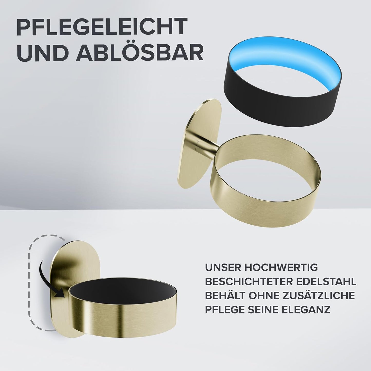 Haartrocknerhalter Godalen zum kleben, Gold Zum Kleben