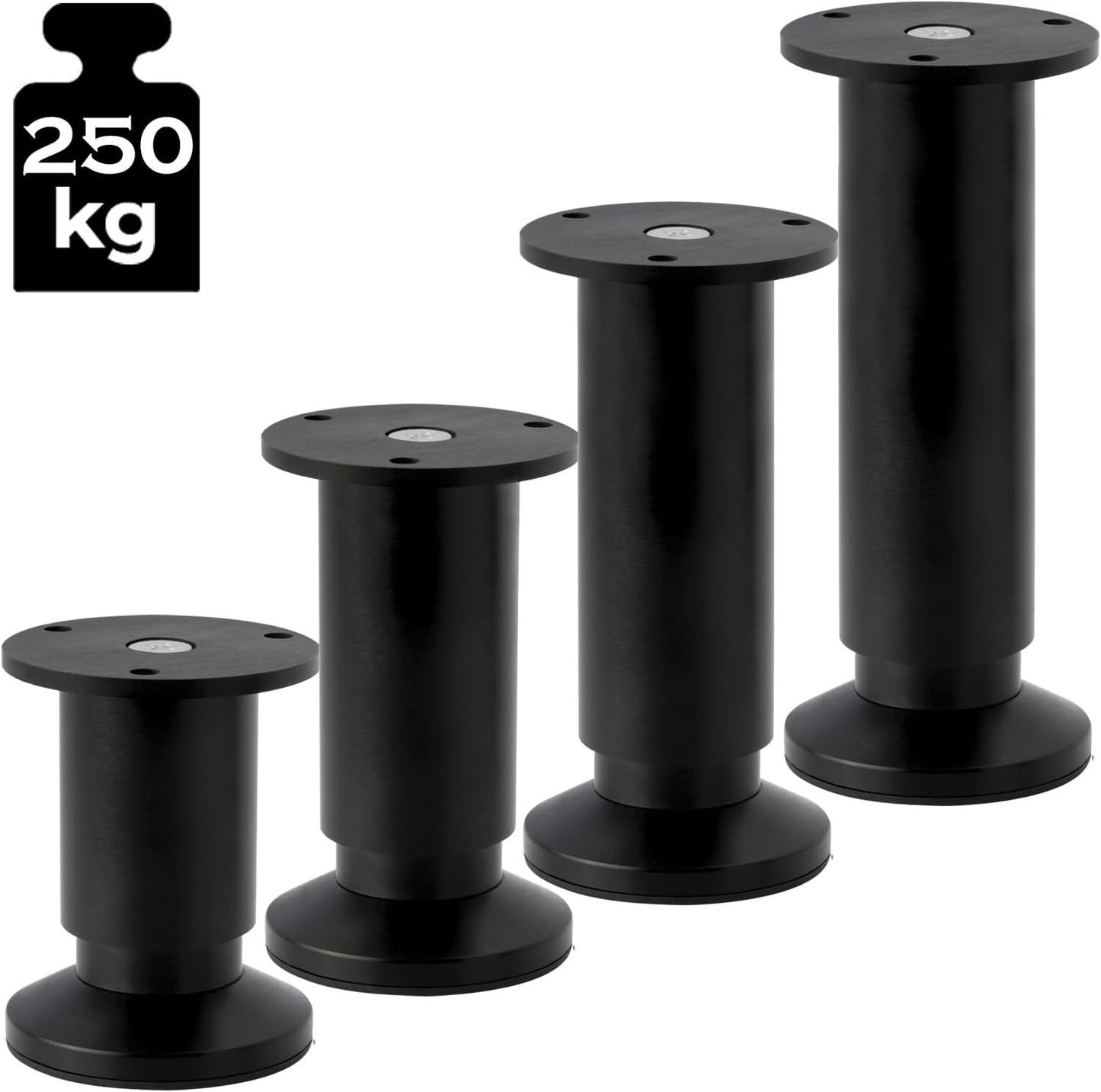 Verstellbare Möbelfüsse 4er Set, Höhe:300 mm(30 CM )4er SET Schwarz Matt (Eloxiert)