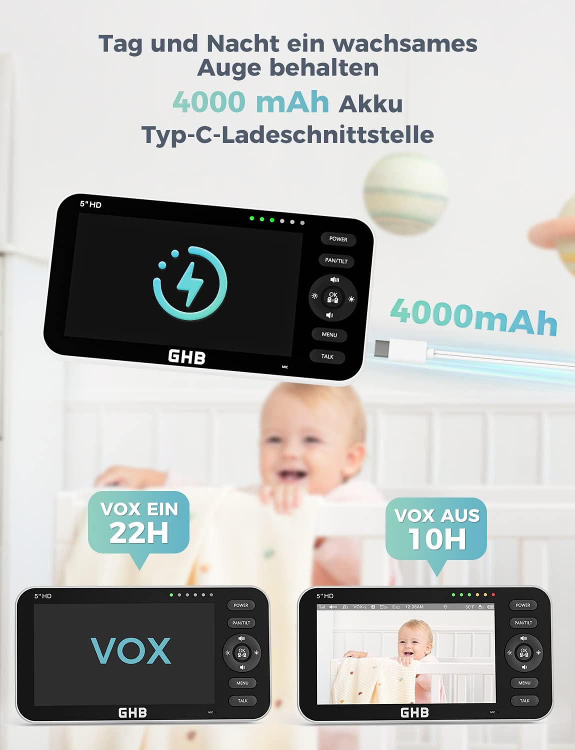 Babyphone mit Kamera, Modell 2023