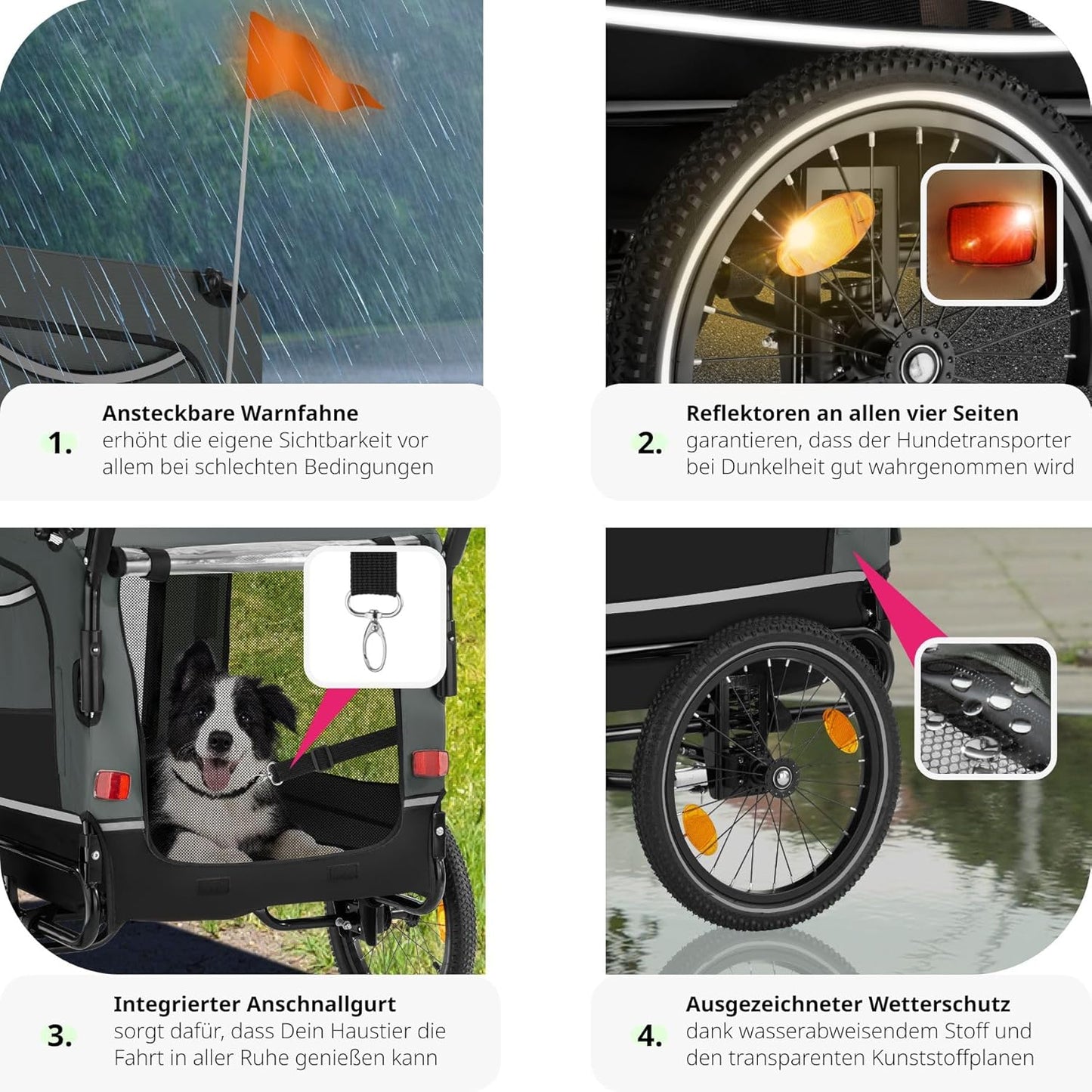 Veloanhänger für Hunde, Grau
