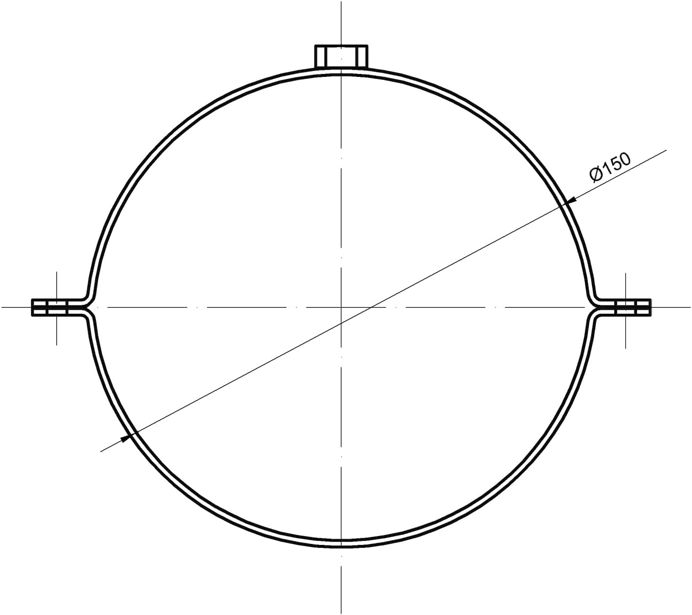 Rohrschelle, 150 mm, Schwarz