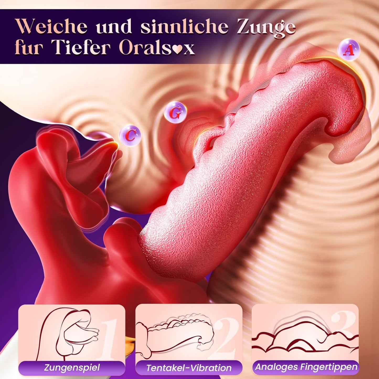 Vibratorenset mit 7 Funktionen für Frauen & Paare, Dunkelrot