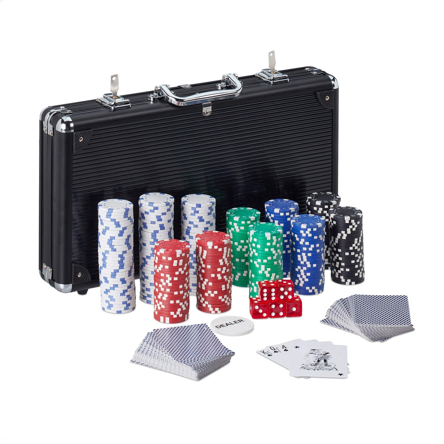 Pokerkoffer-Set mit 300 Chips und Zubehör