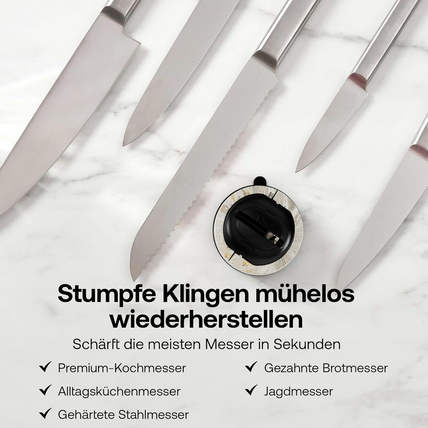 Evo Messerschärfer mit PowerGrip Saugnapf, Evo Stein