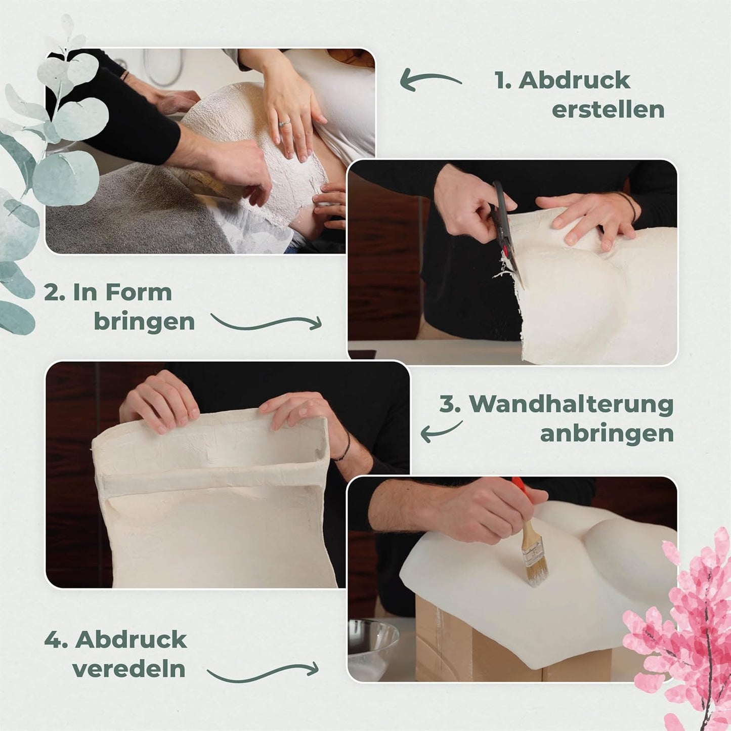 Babybauch Gipsabdruckset, Eukalyptus