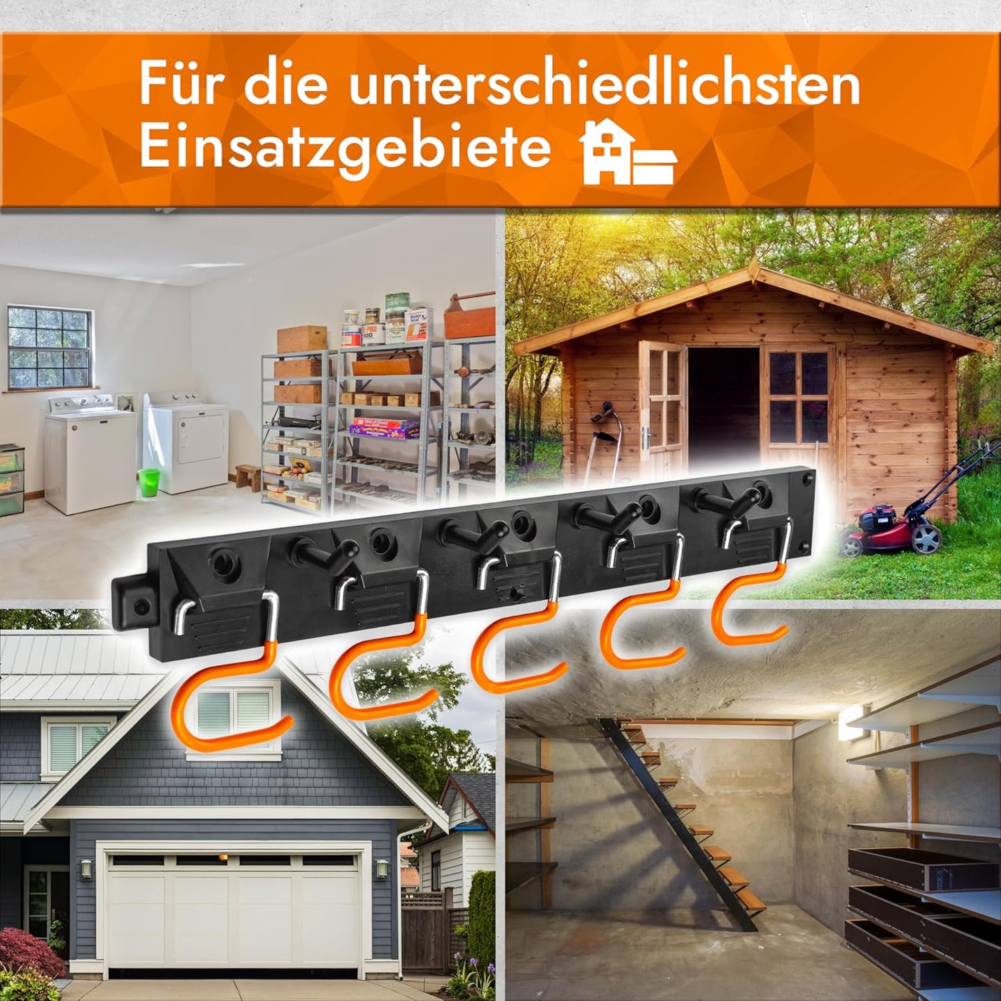 Gartengerätehalter-Set mit rutschfesten Haken
