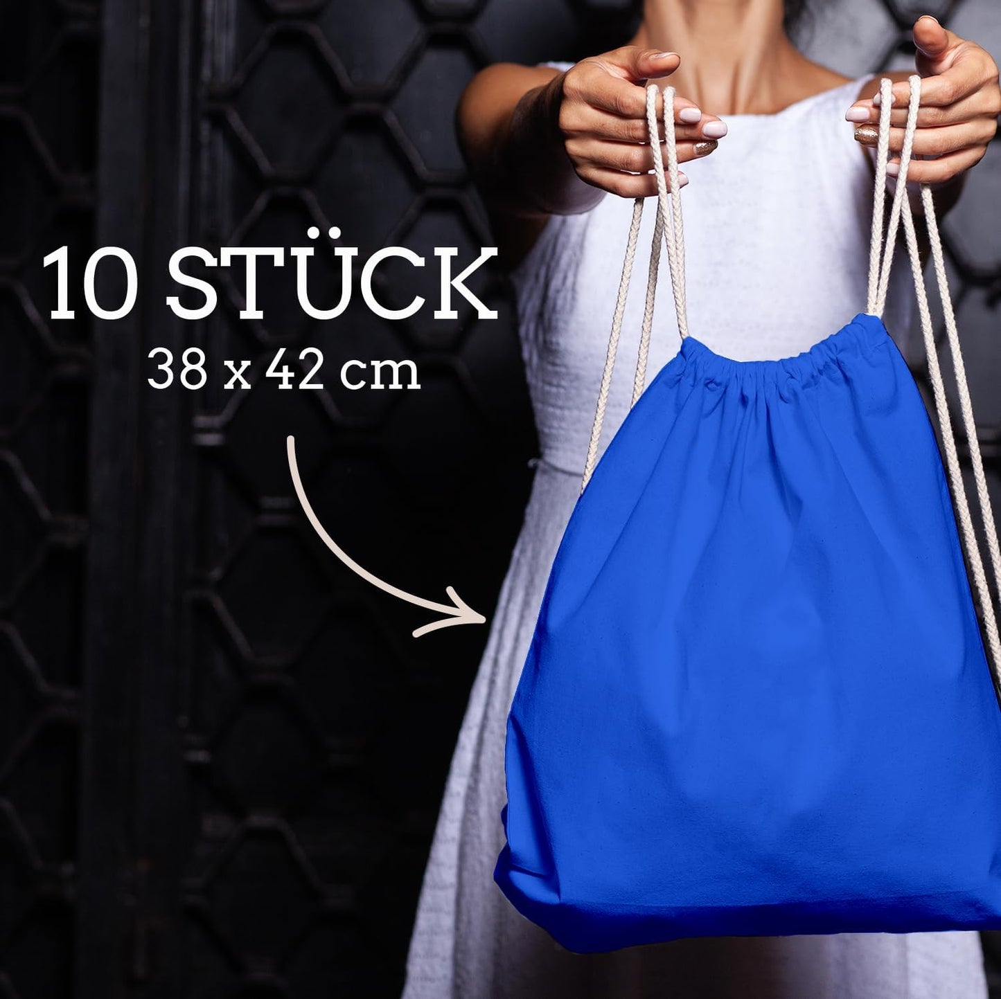 10er-Set Turnbeutel, Royalblau 38 x 42 cm