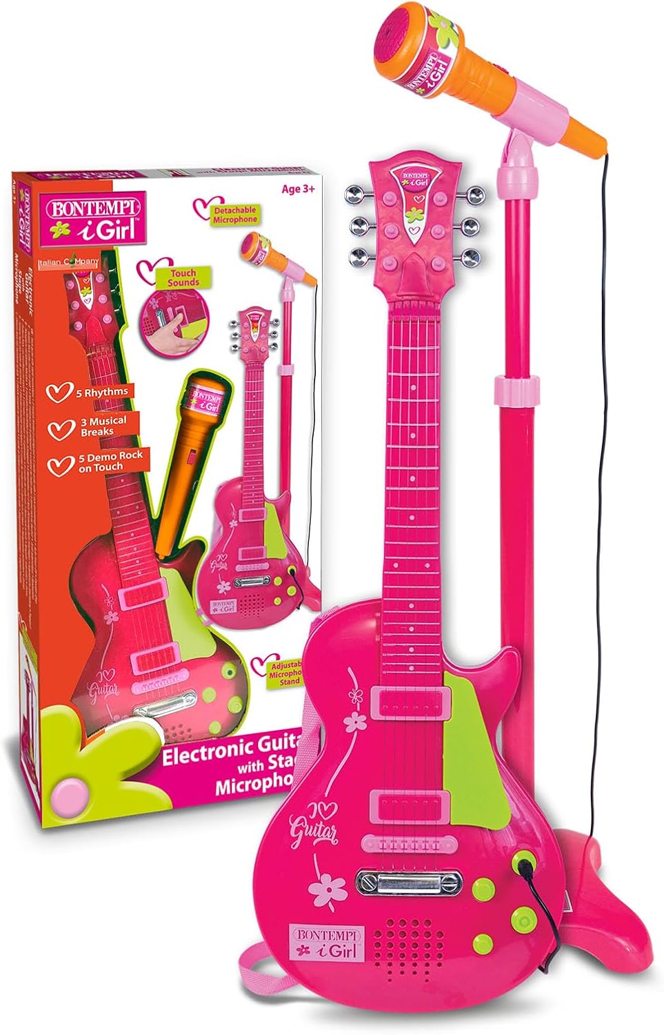 E-Gitarre mit Mikrofon Pink