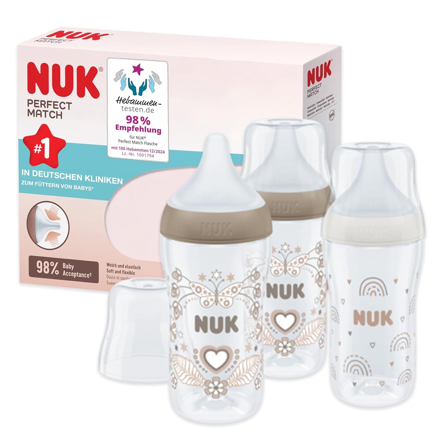 Babyflaschenset mit Temperature Control (3er Pack), 1 stück (3er Pack) ; Herz