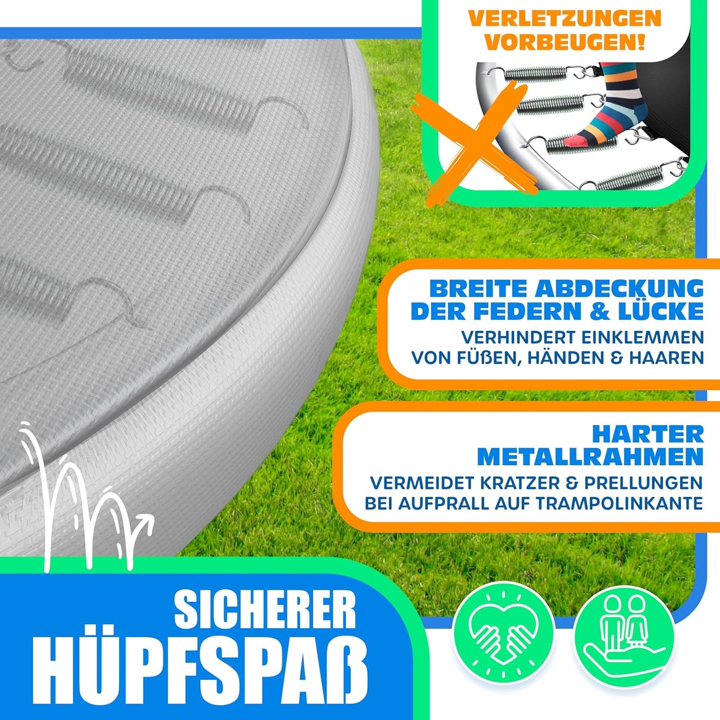 Trampolin Randabdeckung UV-beständig, Hellgrau 366 cm