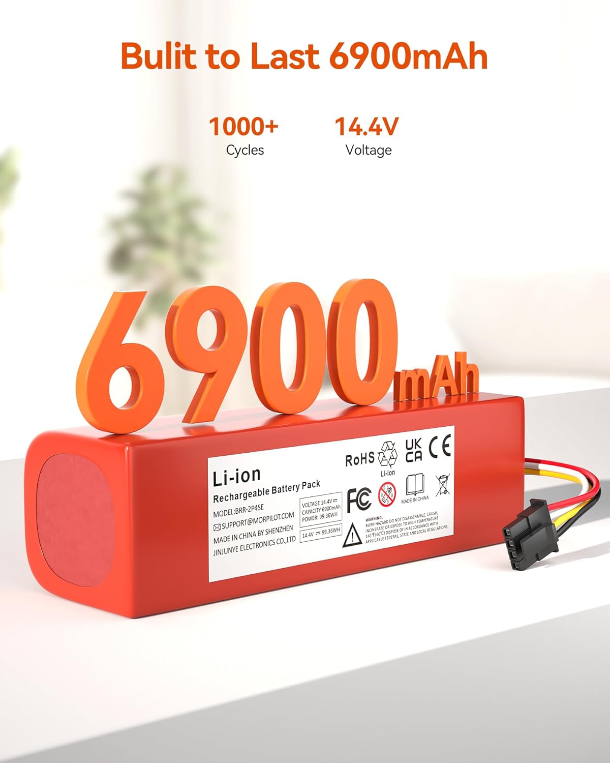 Ersatzakku für Xiaomi, Roborock und Dream, Orange