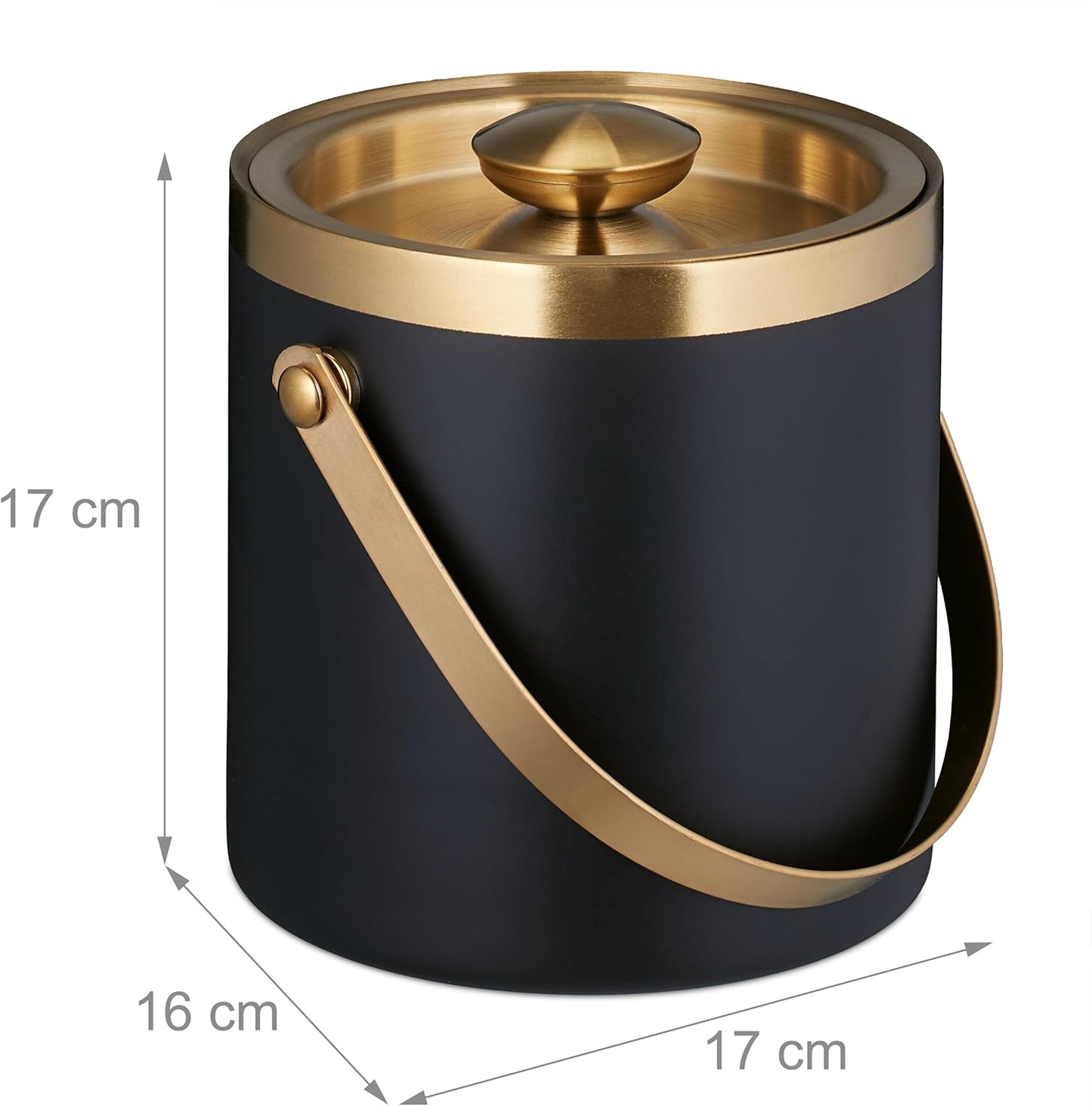 Eiswürfelbehälter mit Deckel, Schwarz/Gold