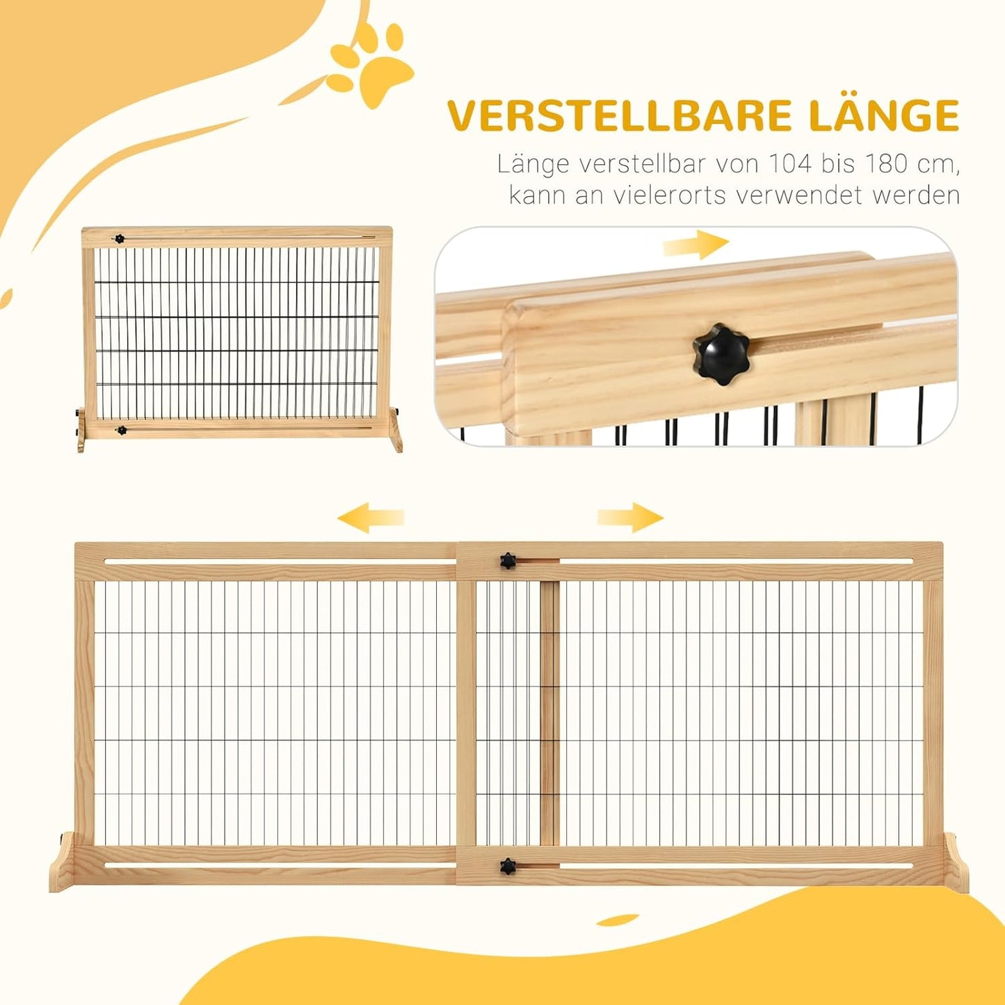 Ausziehbares Hunde-Absperrgitter, Naturholz