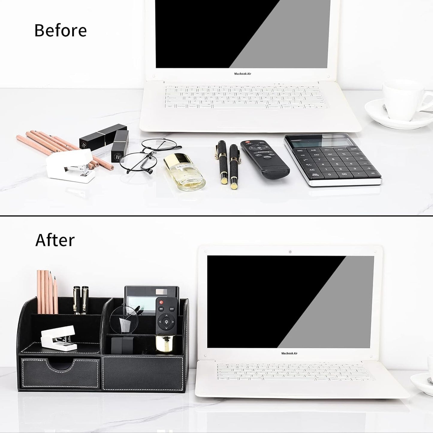 Schreibtisch Organizer mit 7 Fächern, Schwarz