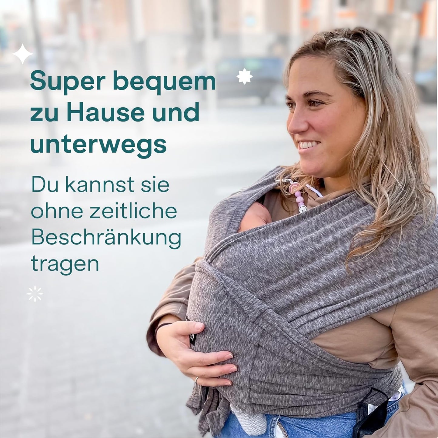 Babytragetuch für Neugeborene bis 9kg, Anthrazitgrau