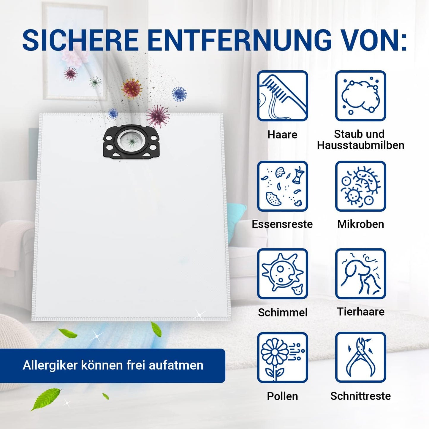 Ersatz Staubsaugerbeutel für Kärcher WD-Serie, 8 Stück