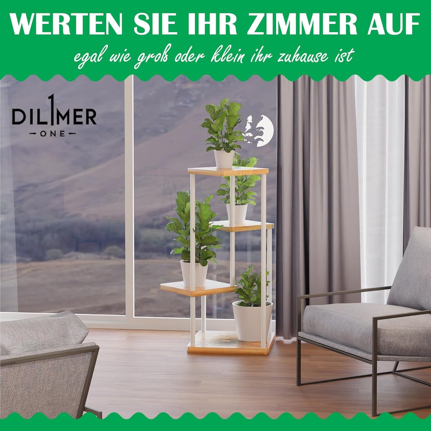 Blumenständer mit 4 Ebenen, Holz Weiß