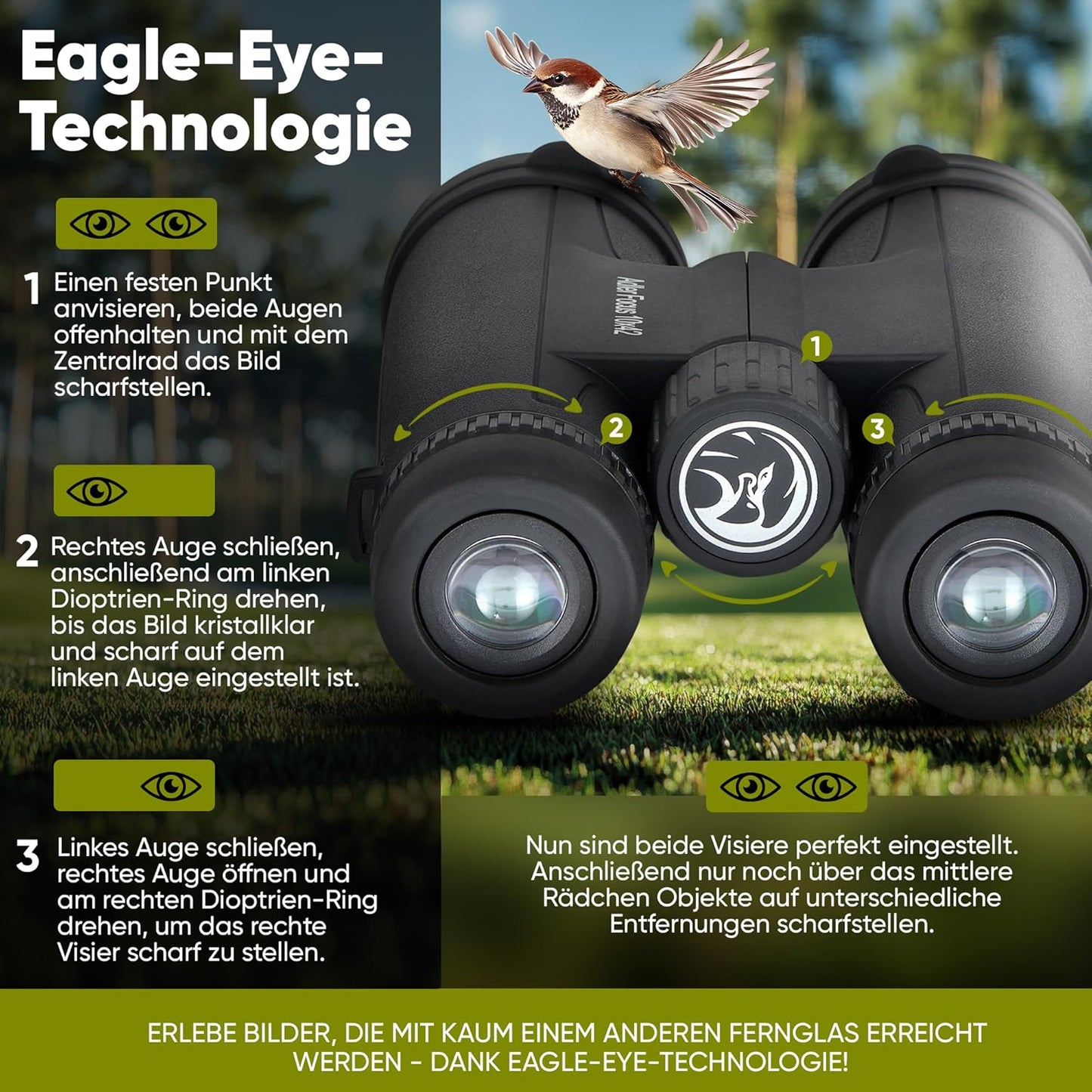 Fernglas mit Eagle-Eye-Technologie, 10x42 Eagle