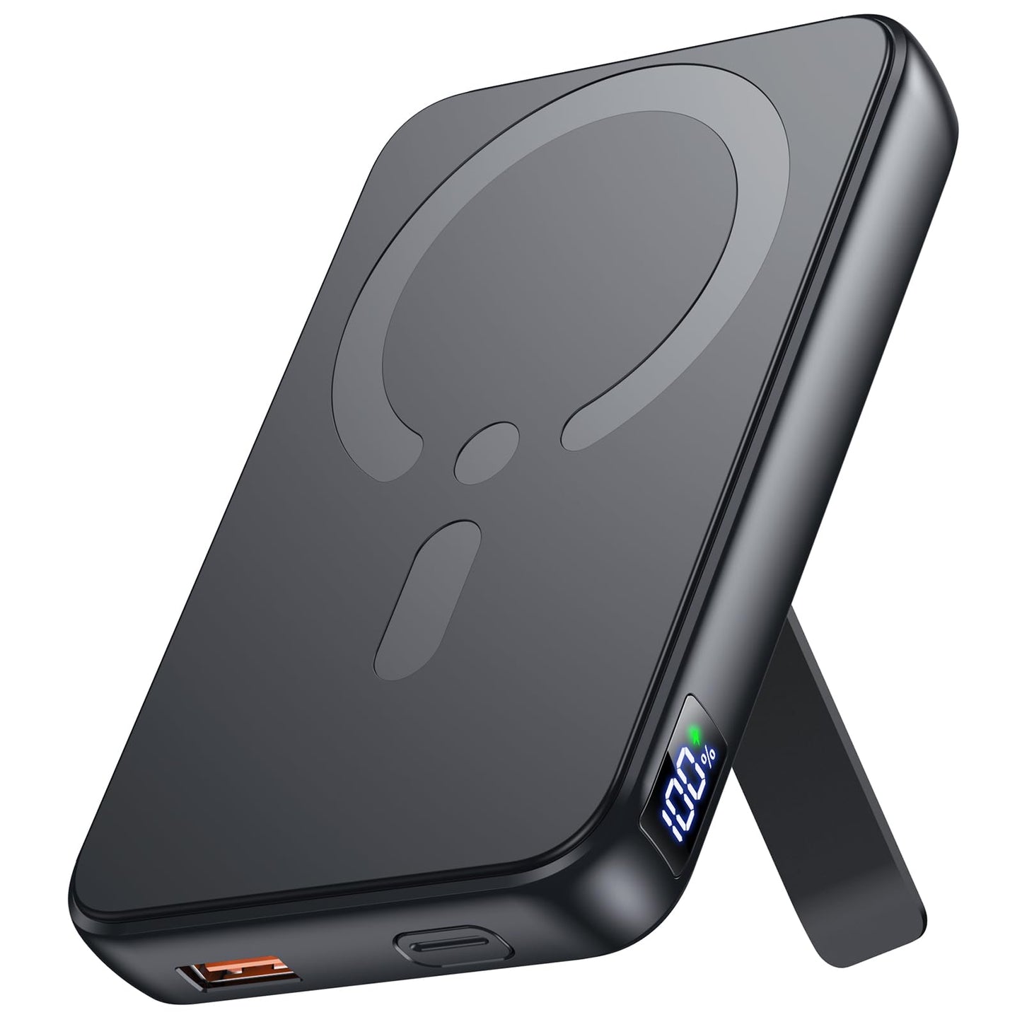 Magnetische Powerbank mit Schnellladefunktion, Schwarz