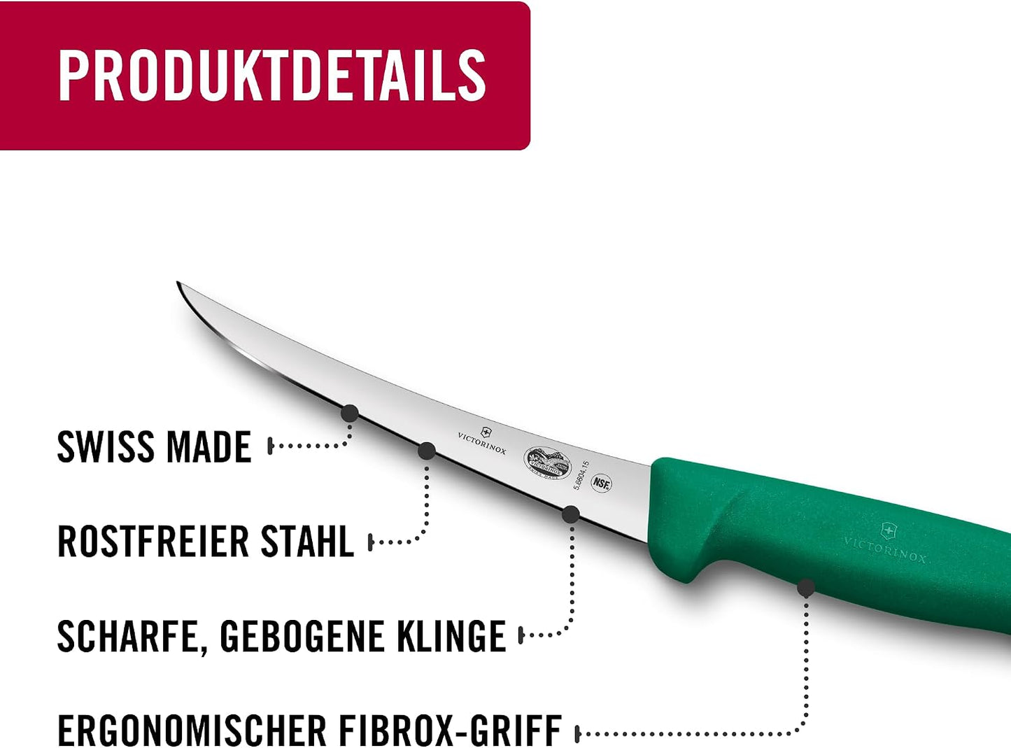Fibrox Ausbeinmesser mit gebogener Klinge, Grün