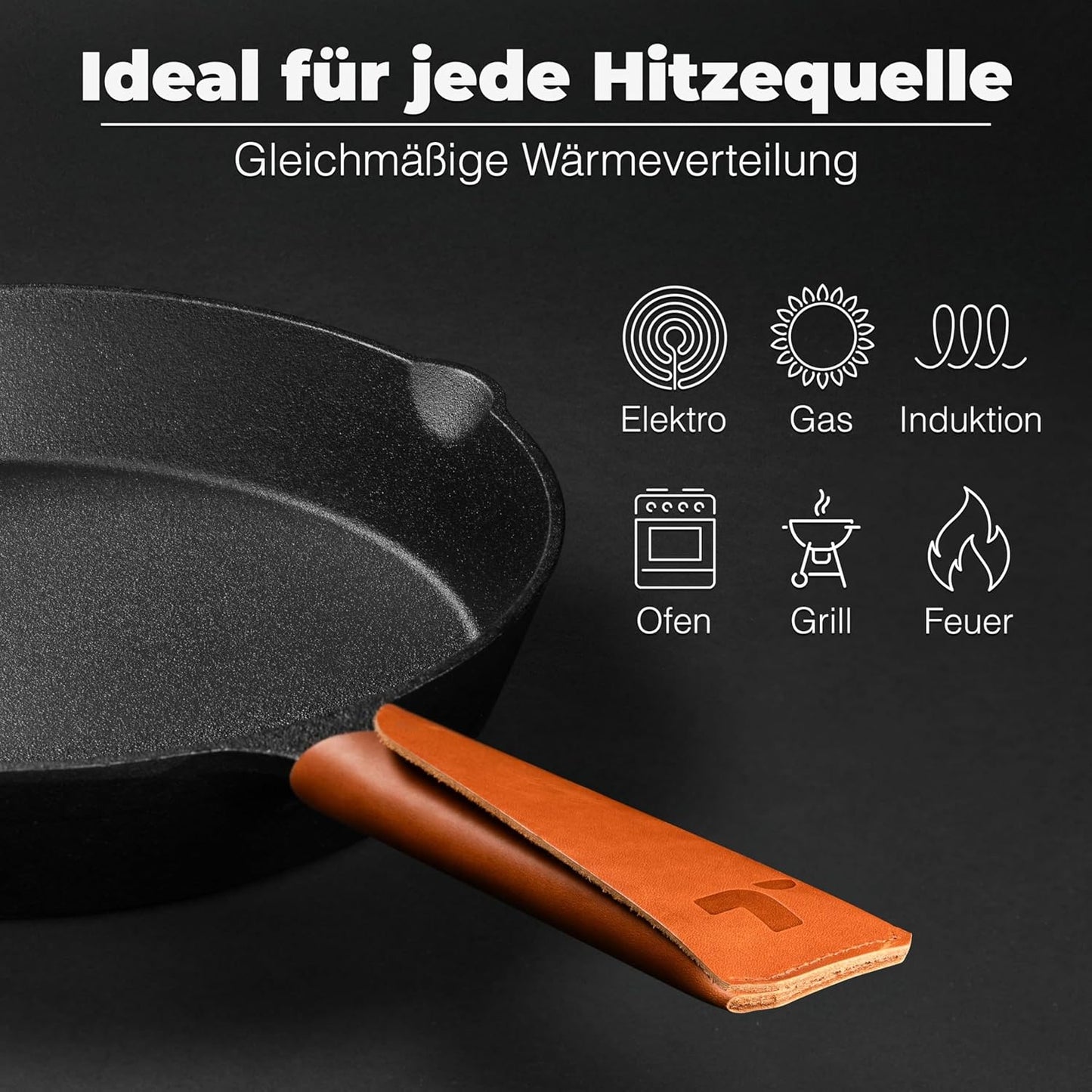 Gusseisenpfanne Induktion 24 cm ungeschliffen, 24 cm Ungeschliffenes Gusseisen
