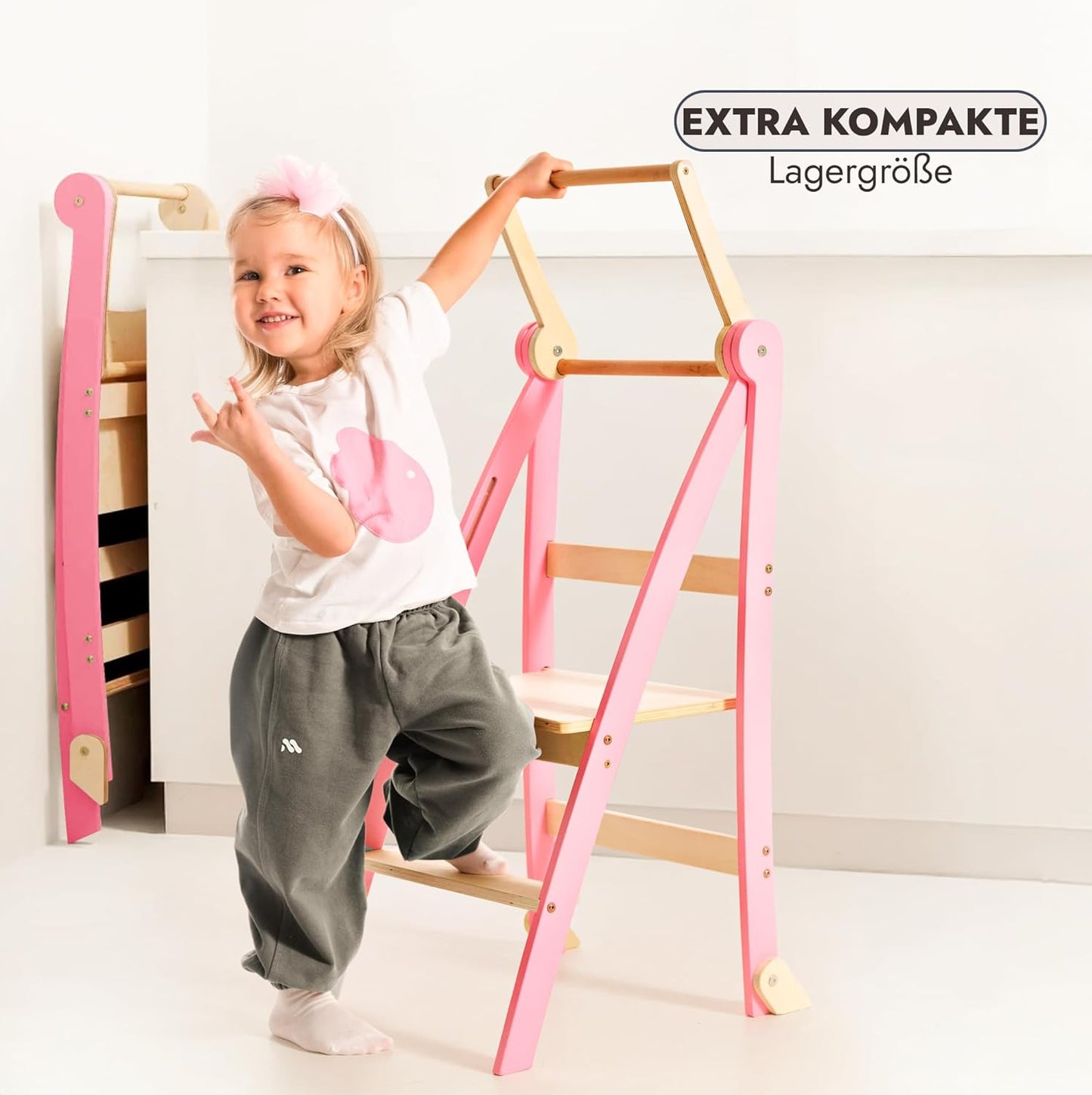 Faltbare Lernleiter für Kinder, Rosa Slim